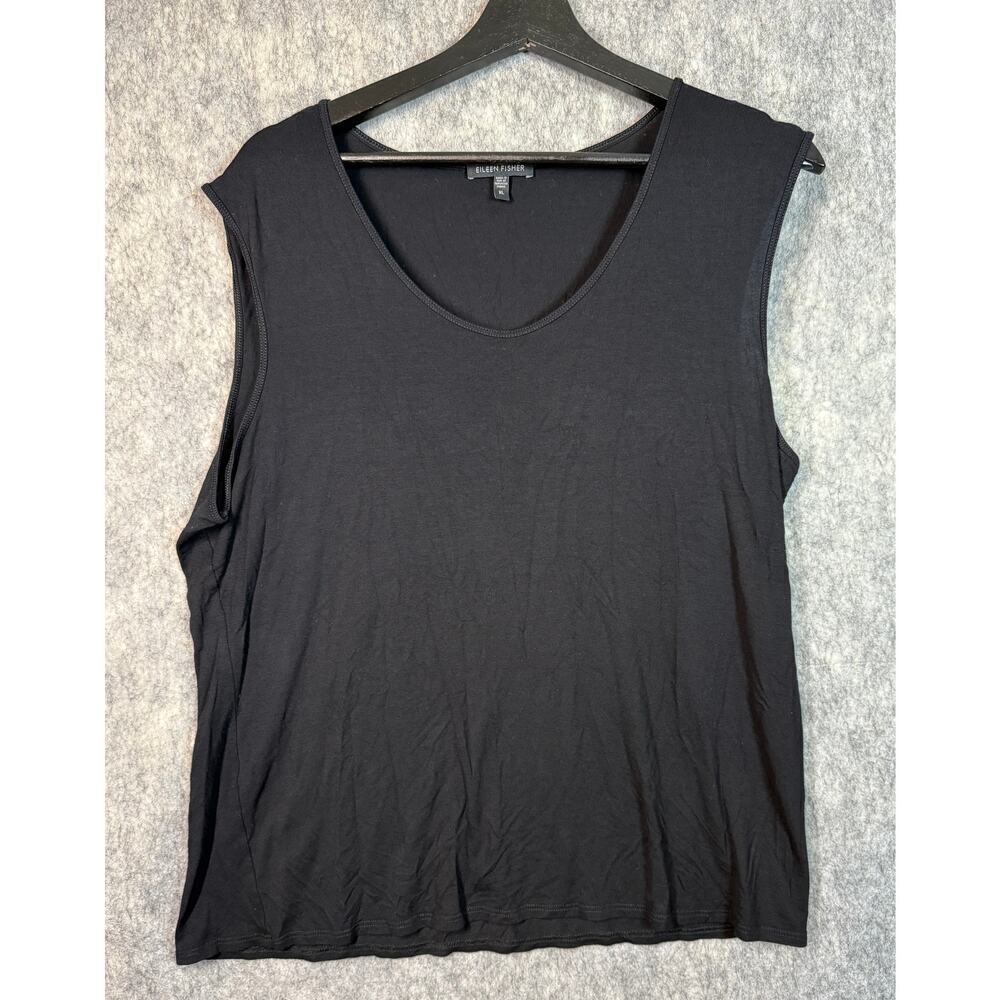 Eileen Fisher Womens Basic Black Tank Top Lightweight - XL